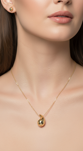 Large Water Drop Pendant Necklace & Earring Set - Gold